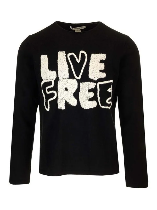 Comme Des Garcons Pull Col Rond - Live Free - Noir | FNN003W241