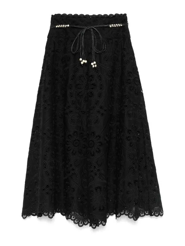 Zimmermann Jupe Midi - Rhiannon - Noir - Femme | 4248SSS251BLK