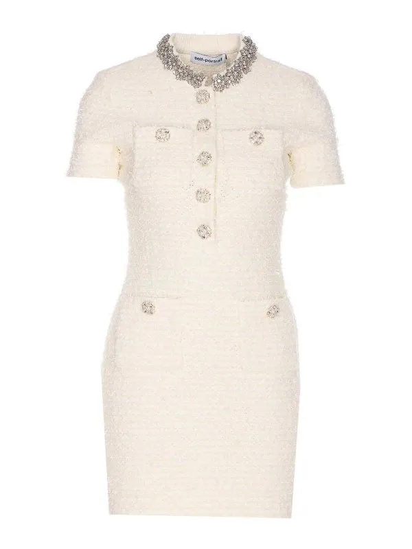 Self Portrait Robe Courte - Blanc - Blanc - Femme | 028SCREAM