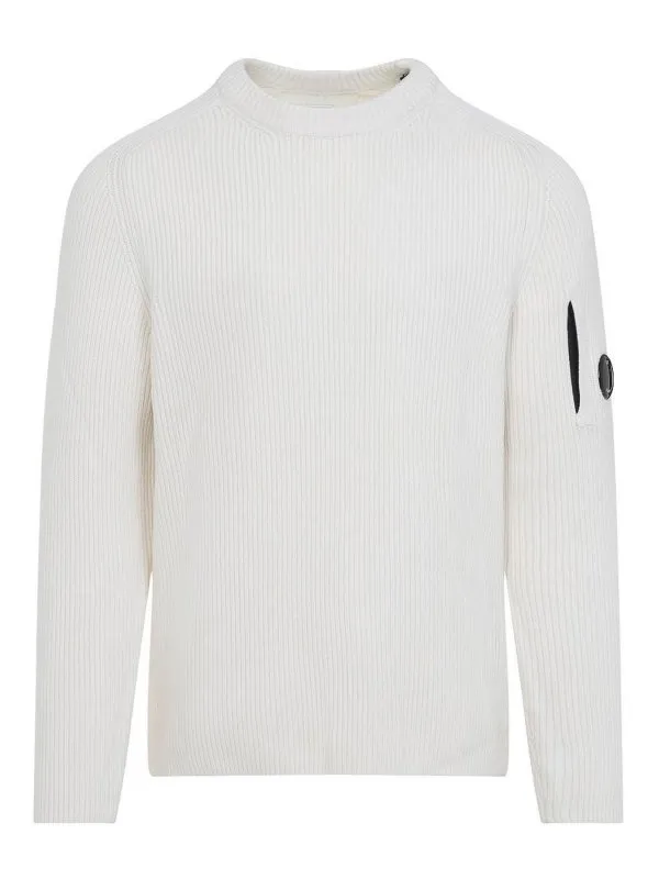 C.P. Company Pull Col Rond - Blanc - Blanc | 19CMKN015A006608A103