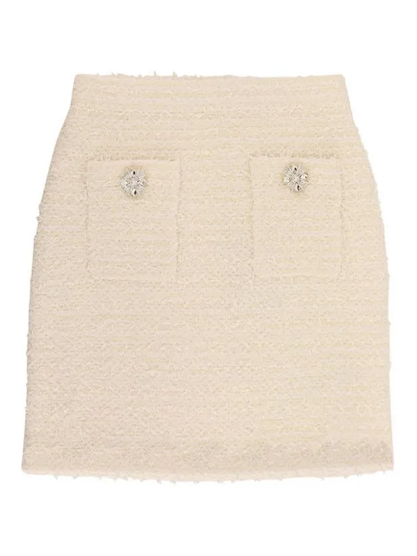 Self Portrait Mini Jupe - Blanc - Blanc - Femme | AW25028SKCCREAM