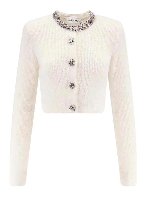 Self Portrait Cardigan - Blanc - Blanc - Femme | AW25135CCCREAM