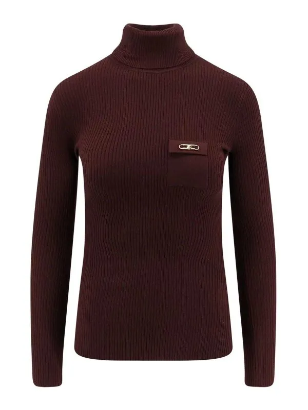 Elisabetta Franchi Pull Col Roulé - Bordeaux | MK11B56E2EA4