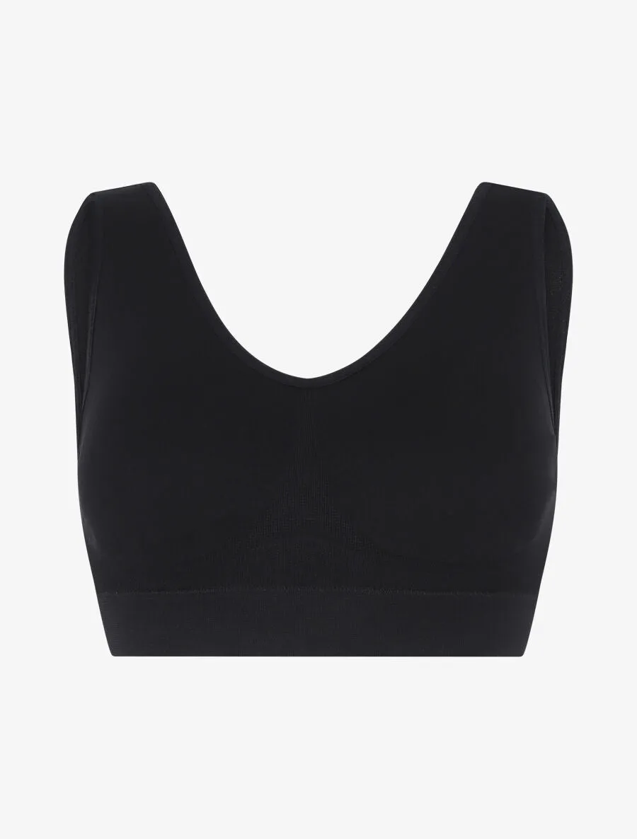 Brassière unie avec coussinets amovibles - Noir