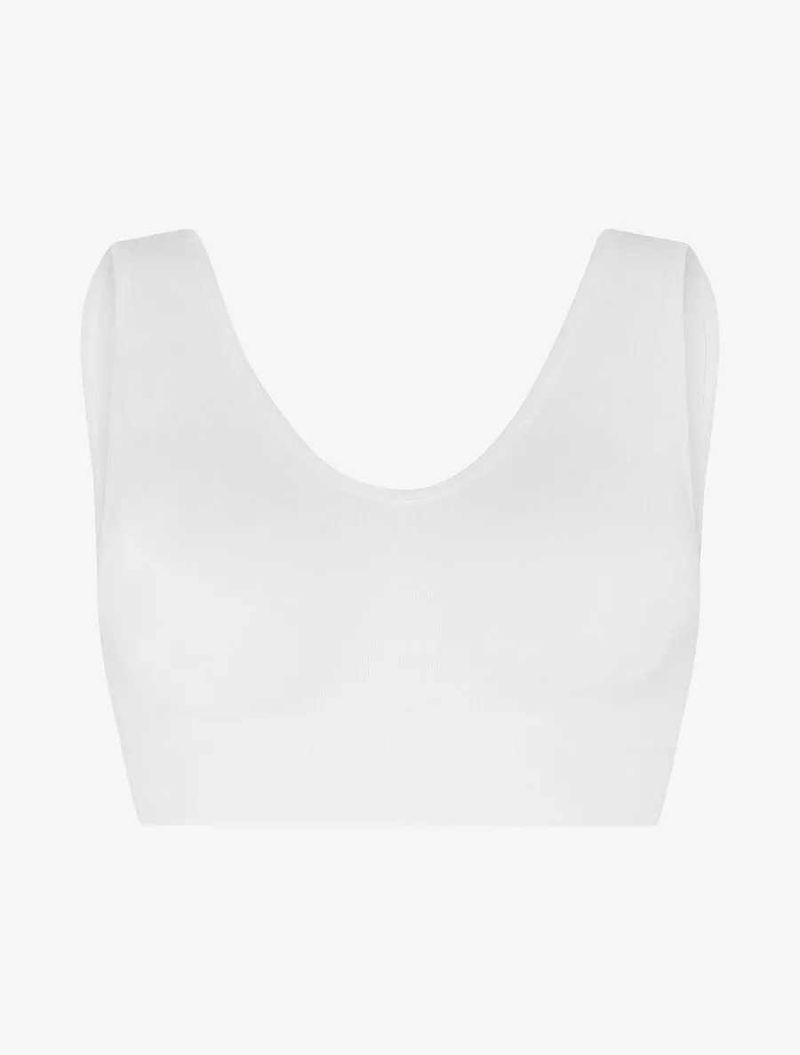 Brassière unie avec coussinets amovibles - Blanc