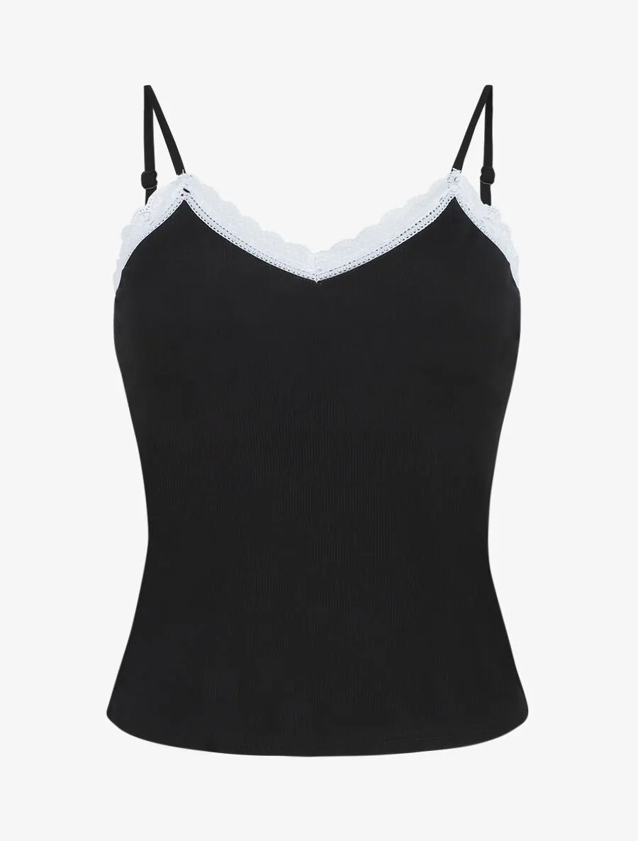 Ensemble pyjama côtelé débardeur et short - Noir