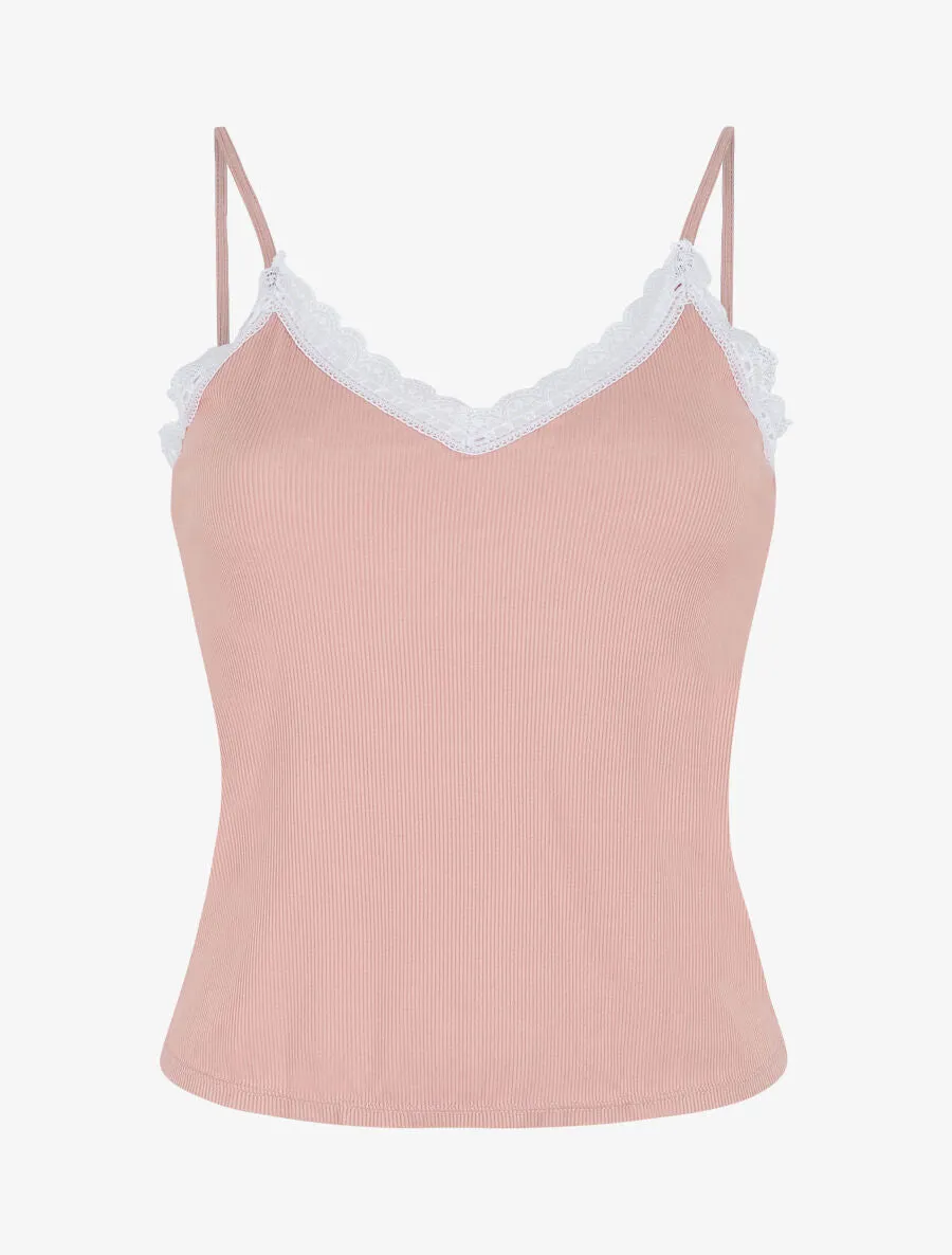 Ensemble pyjama côtelé débardeur et short - Rose