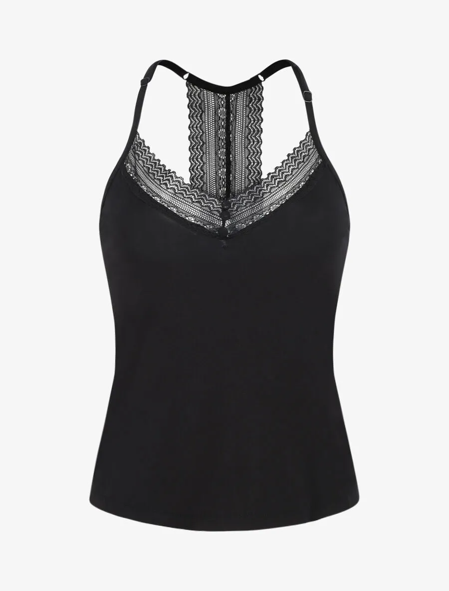 Ensemble pyjama en dentelle et boutons décoratifs - Noir