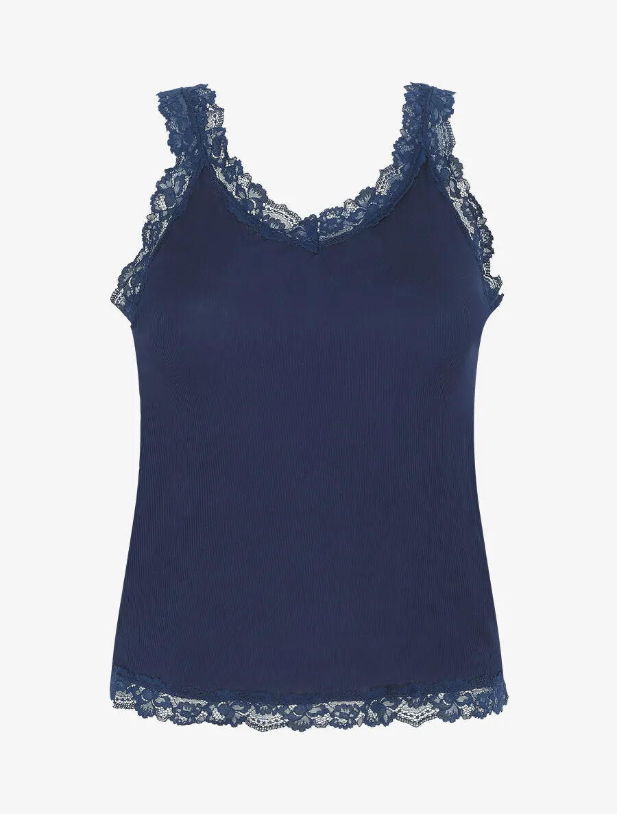 Ensemble pyjama débardeur et short à détail dentelle - Marine