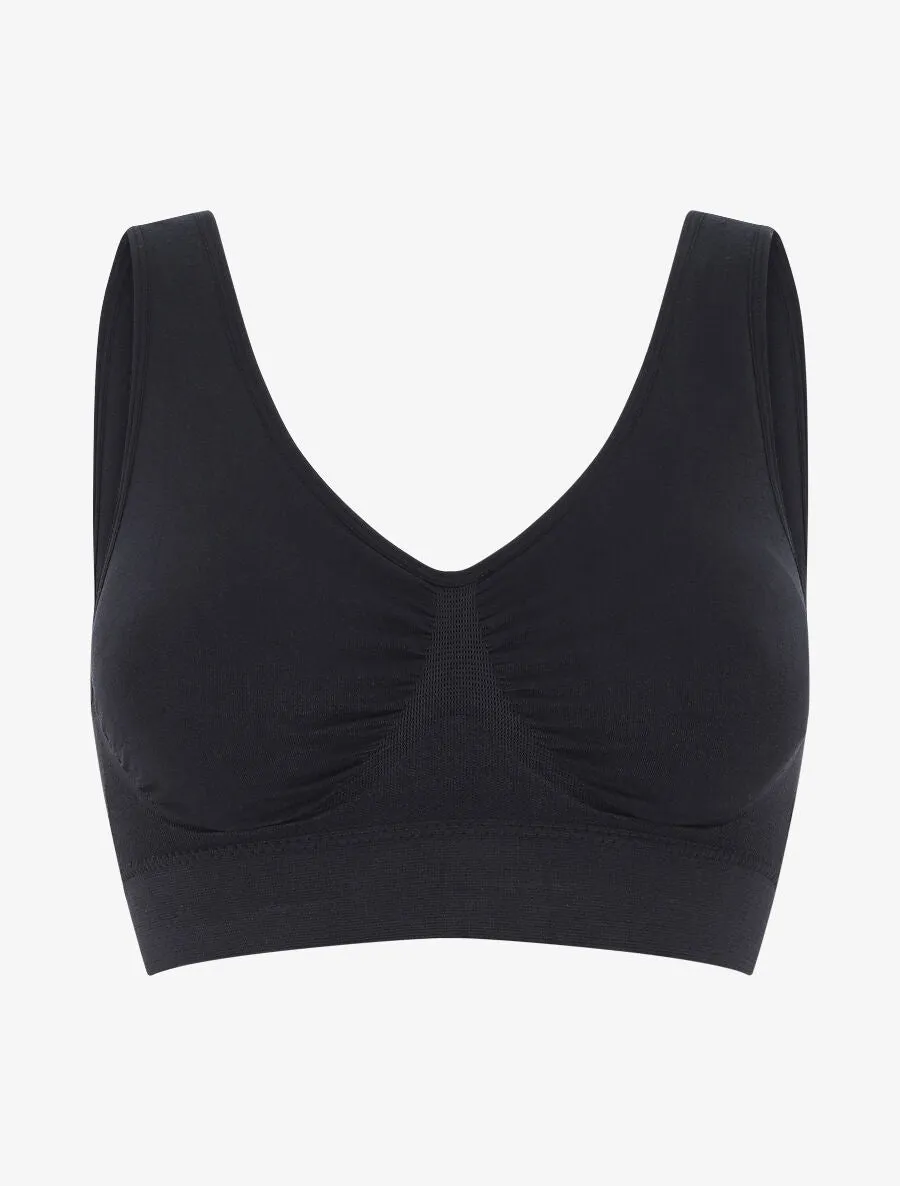 Brassière uni avec coussinets amovibles - Noir