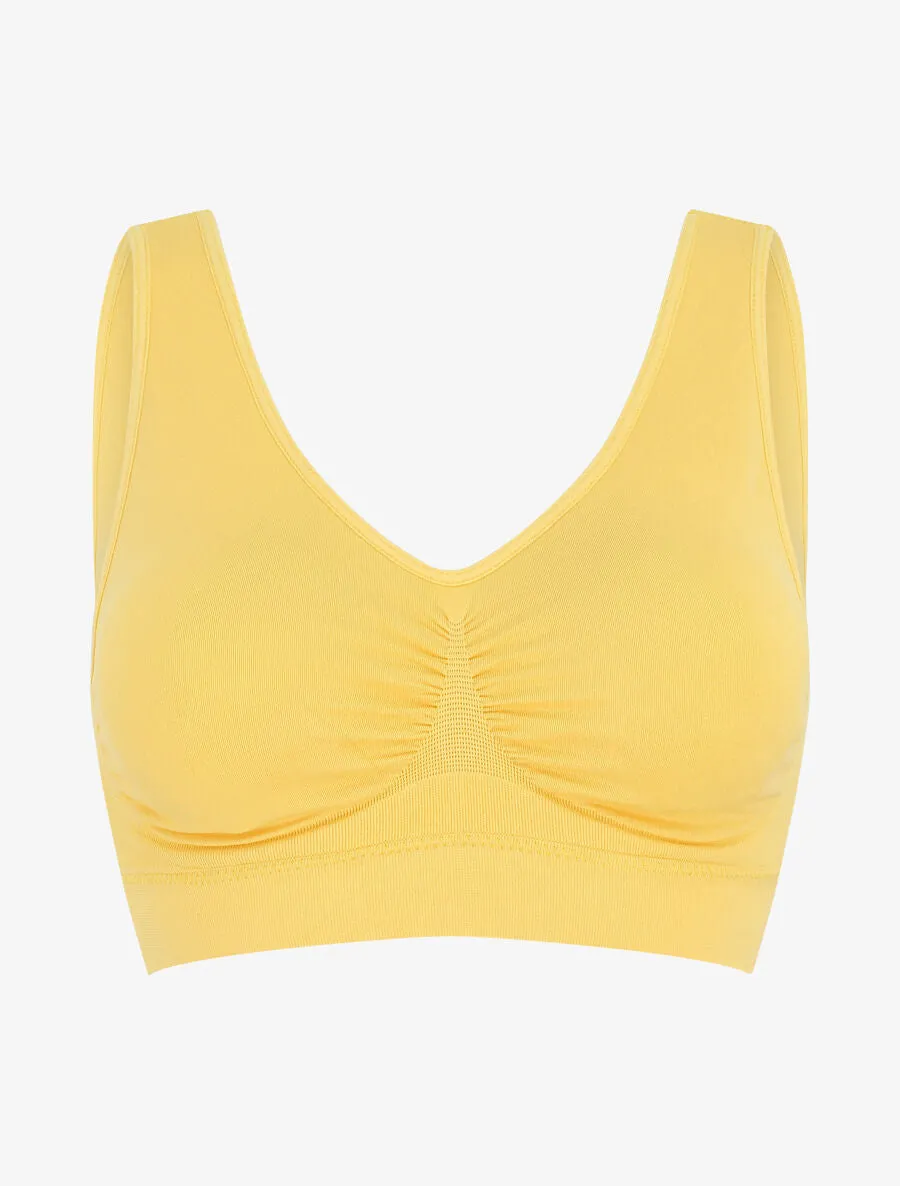 Brassière uni avec coussinets amovibles - Jaune