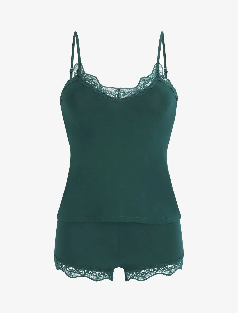 Ensemble caraco et short de pyjama - Vert sapin