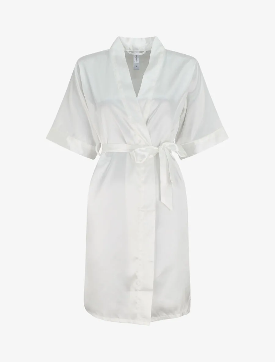 Ensemble kimono et nuisette satinés - Écru