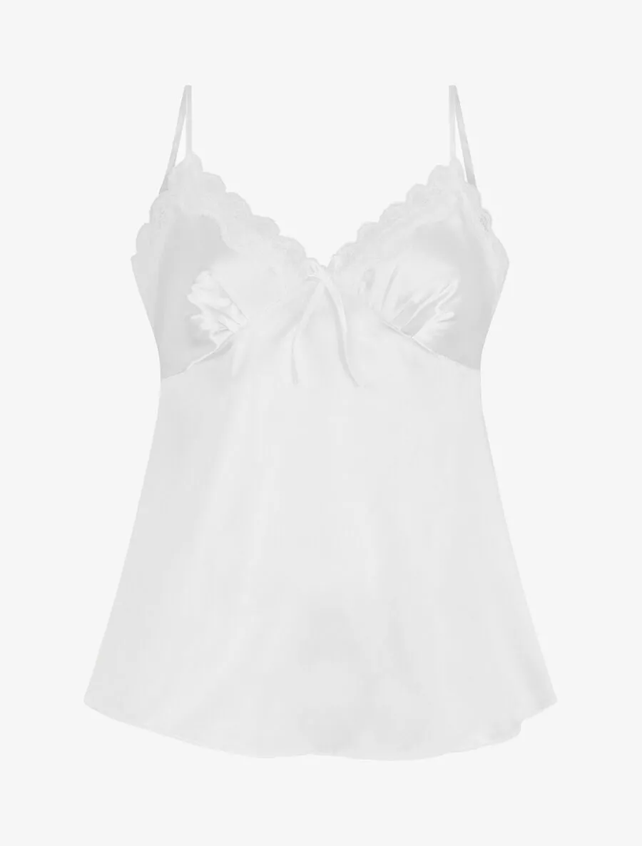 Ensemble caraco et short de pyjama satiné - Blanc