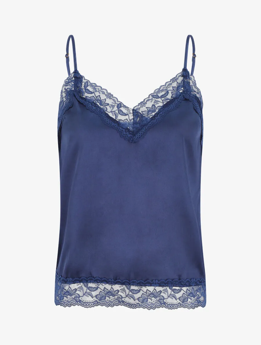 Ensemble caraco et short de pyjama à dentelle - Marine