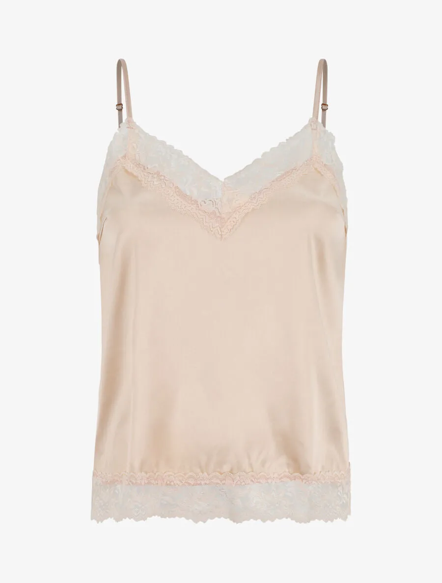 Ensemble caraco et short de pyjama à dentelle - Beige rosé